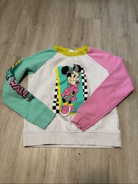 Vans Kids Minnie Mouse Colorblock Sweatshirt - White, Pink, Mint, Yellow
